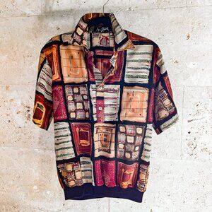 Vintage 1980s Alan Stewart Shirt - Abstract Geometric - Men's Size Medium